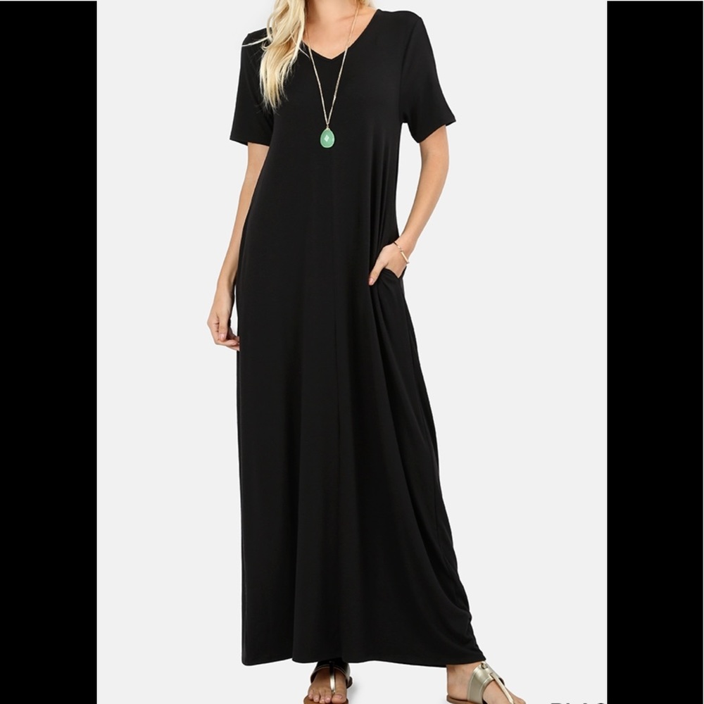 Restocked- V-Neck Maxi Dress - Picture 1 of 6